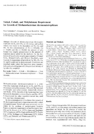 Nickel, cobalt, and molybdenum requirement for growth of Methanobacterium thermoautotrophicum