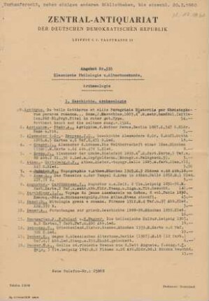 Nr. 335: Klassische Philologie u. Altertumskunde Archäologie