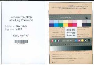 Entnazifizierung Heinrich Rein , geb. 15.05.1905 (Inspektor)