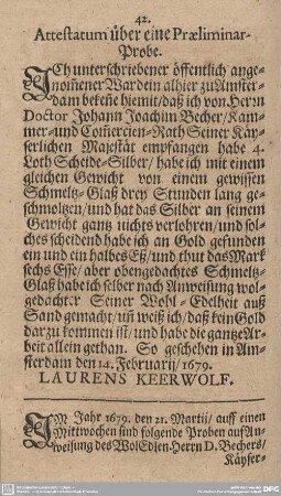 Im Jahr 1679, den 21 Martij...