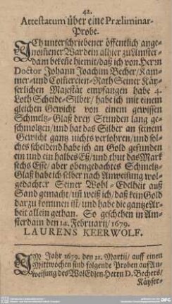 Im Jahr 1679, den 21 Martij...