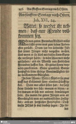 Am fünfften Sontage nach Ostern. Joh. XVI, 24