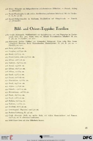 Bild- und Orient-Teppiche, Textilien (Nr. 418a-444)