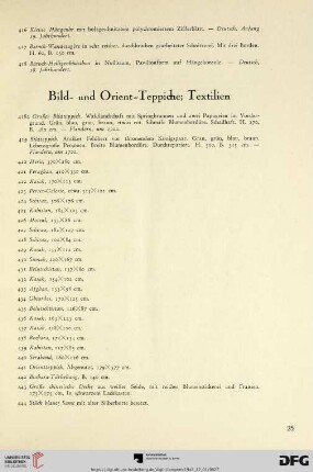 Bild- und Orient-Teppiche, Textilien (Nr. 418a-444)