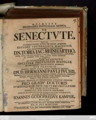 Dissertatio Inavgvralis Medica, De Senectvte