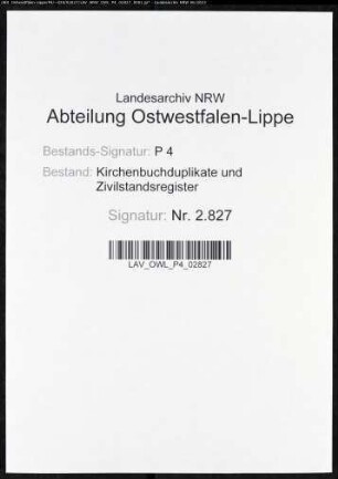 Kirchenbuchduplikat der katholischen Gemeinde Iserlohn (Grafschaft Hohenlimburg) (GHT 1821-1837, GHT 1839-1841). (Gemeinde: Iserlohn, katholische Gemeinde (Grafschaft Hohenlimburg))