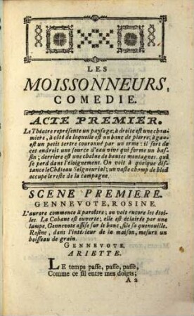 Les Moissonneurs : Comédie En Trois Actes, Meslée D'Ariettes