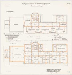 Physikalisches Institut der Universität Göttingen: Grundriss 3. Obergeschoss, Dachgeschoss 1:100