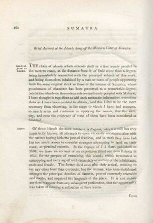 Brief account of the islands lying off the western coast of Sumatra