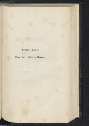 Vierter Theil. Zweite Abtheilung.