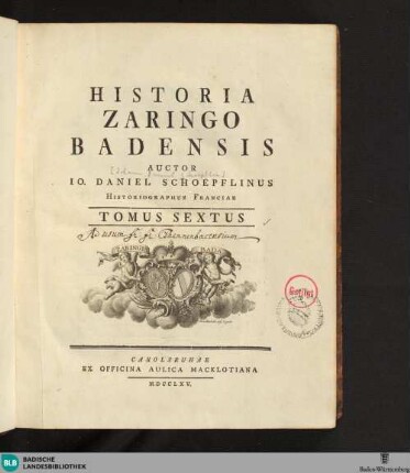 6: Historia Zaringo Badensis