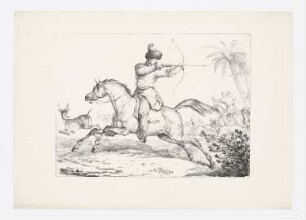 Kalmücken jagen einen Hirsch mit Bogen