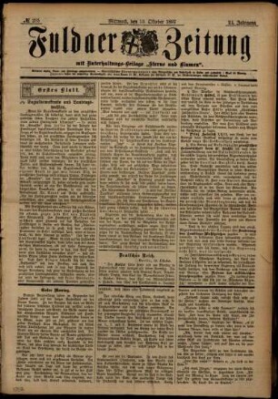 Erste Ausgabe vom Mittwoch, den 13. Oktober 1897.