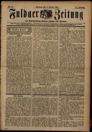 Erste Ausgabe vom Mittwoch, den 13. Oktober 1897.