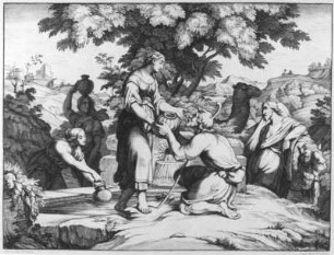 Anton Krüger (1795-1857) nach August Richter (1801-1873). Rebecca und Elieser am Brunnen