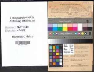 Entnazifizierung Heinz Hartmann , geb. 01.11.1921 ()