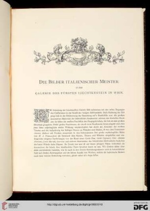 Die Bilder italienischer Meister in der Galerie des Fürsten Liechtenstein in Wien