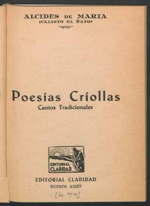 Poesías criollas : cantos tradicionales