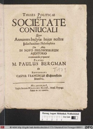 Theses Politicae De Societate Coniucali