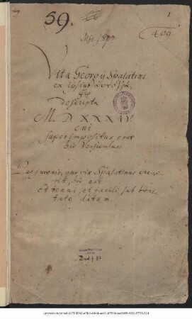 Georg Spalatin: Vita et Ephimerides
