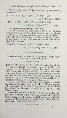 On the conics which pass through the four foci of a given conic.