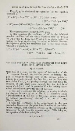 On the conics which pass through the four foci of a given conic.