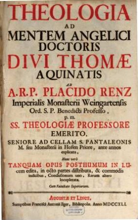 Theologia ad mentem Doctoris Thomae, 1