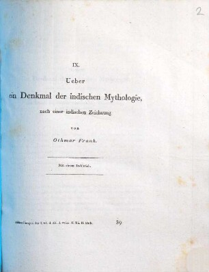 Über ein Denkmal der indischen Mythologie : nach einer indischen Zeichnung