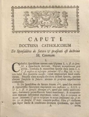 Caput I. Doctrina Catholicorum De Sponsalibus de futuro & praesenti est doctrina SS. Canonum.