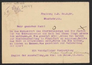 Brief an B. Schott's Söhne : 25.05.1927