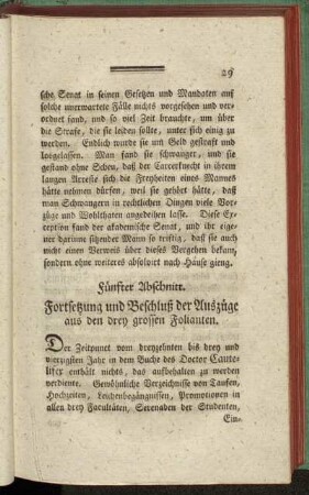 Fünfter Abschnitt. Fortsetzung und Beschluß der Auszüge aus den drey grossen Folianten.