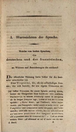 Über den Wortreichthum der deutschen und französischen Sprache und beider Anlage zur Poesie. Bd. 1
