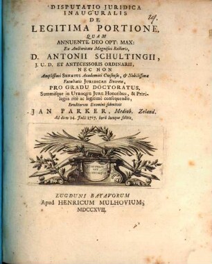 Disp. iur. inaug. de legitima portione