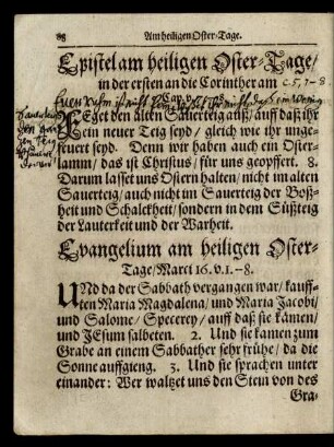 Epistel am heiligen Oster-Tage/ ...