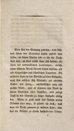 C. Sallustius Crispus, oder historisch-kritische Untersuchung der Nachrichten von seinem Leben, der Urtheile über seine Schriften, und der Erklärung derselben : nebst einem Beitrag zur Kritik des Cicero und Seneca
