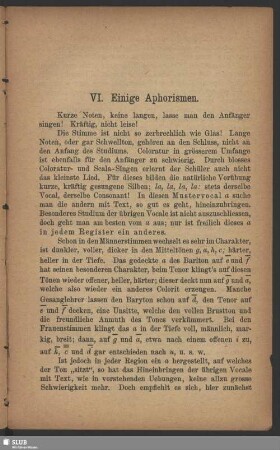 VI. Einige Aphorismen