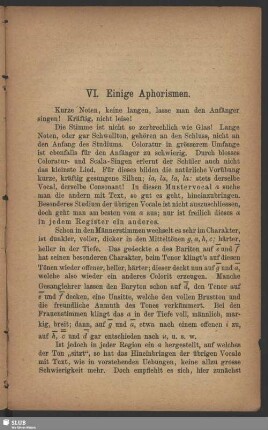 VI. Einige Aphorismen