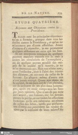 Etude Quatrieme. Réponses aux Objections contre la Providence