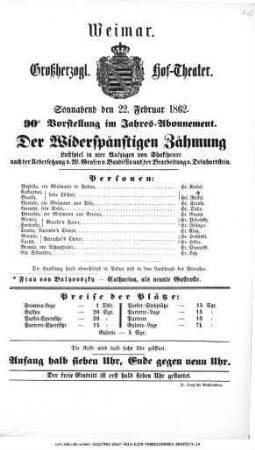 Der Widerspänstigen Zähmung