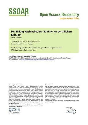 Der Erfolg ausländischer Schüler an beruflichen Schulen