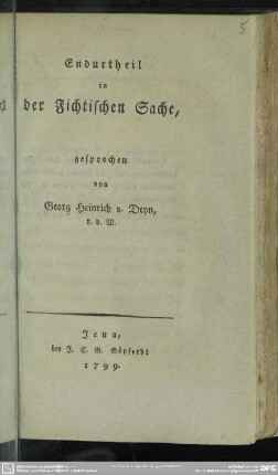 Endurtheil in der Fichtischen Sache