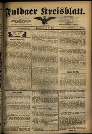 Erste Ausgabe vom Samstag, den 28. Juli 1906.