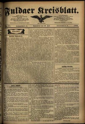 Erste Ausgabe vom Samstag, den 28. Juli 1906.