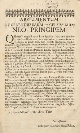 Argumentum ad revesendissimum et celsissimum neo-principem.