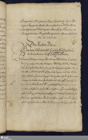 8. Titul. Von dem Churfürstl. Sächs. Stallgebäude Rennbahne und Rüst Cammer