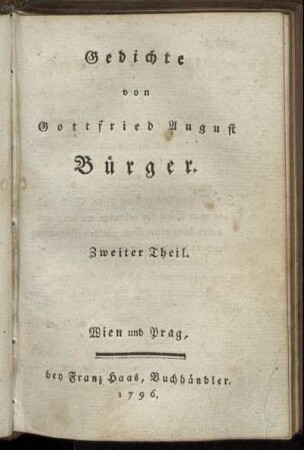 Gedichte von Gottfried August Bürger. Zweiter Theil.