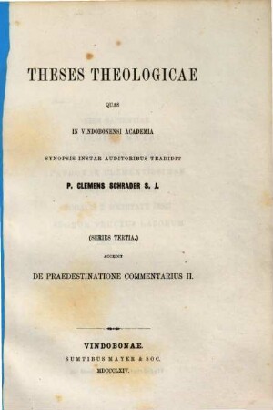 Theses theologicae : (series tertia)