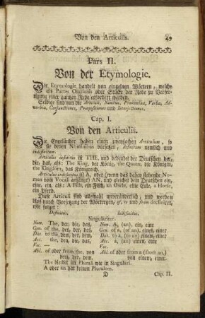 Pars II. Von der Etymologie.