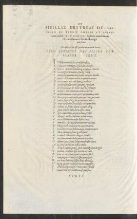 Sibillae Erytreae De Extremo In Terris Domini Et Servatoris nostri Iesu Christi ... versum.