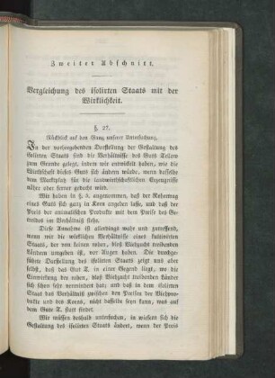 Zweiter Abschnitt. Vergleichung des isolirten Staats mit der Wirklichkeit.
